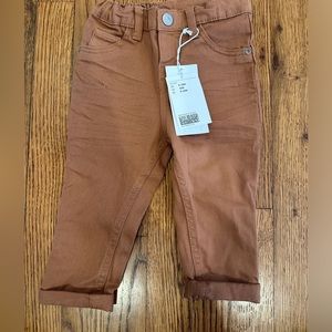 NWT H&M Brown Stretch Twill Pants. Size 9-12 mos.